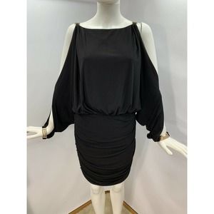 Boston Proper Cold Shoulder Batwing Black Dress S
